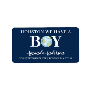 Houston We Have A Boy Baby Shower Address Label