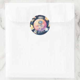 Houston We Have A Boy Outer Space Baby Shower Classic Round Sticker