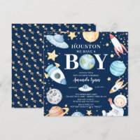 Houston We Have A Boy Outer Space Baby Shower Invi
