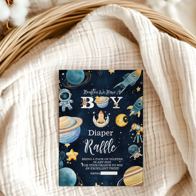 Houston We Have A Boy Outer Space Diapper Raffle Enclosure Card (Creator Uploaded)