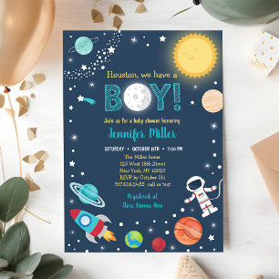 Houston We Have A Boy Space Astronaut Invitation