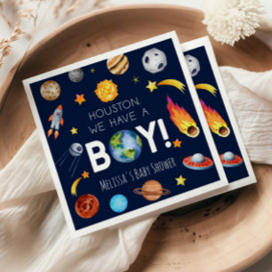 Houston We Have A Boy Space Galaxy Baby Shower Napkin