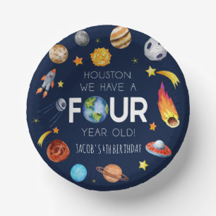 Houston We Have A Four Year Old 4th Birthday Party Paper Plate