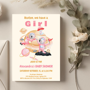 Houston we have a Girl Space Baby Shower Invitation