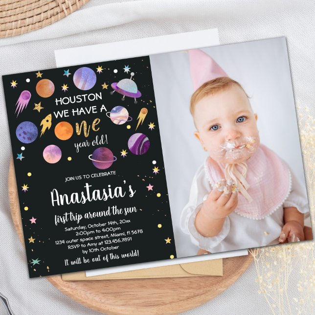 Houston we have a one Outer Space photo Invitation (Houston we have a one Outer Space photo Invitation)