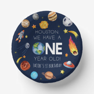 Houston We Have A One Year Old 1st Birthday Party Paper Plate