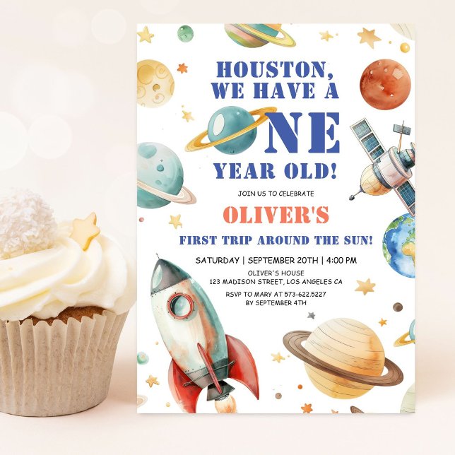 Houston We Have a One Year Old! Space 1st Birthday Invitation (Creator Uploaded)