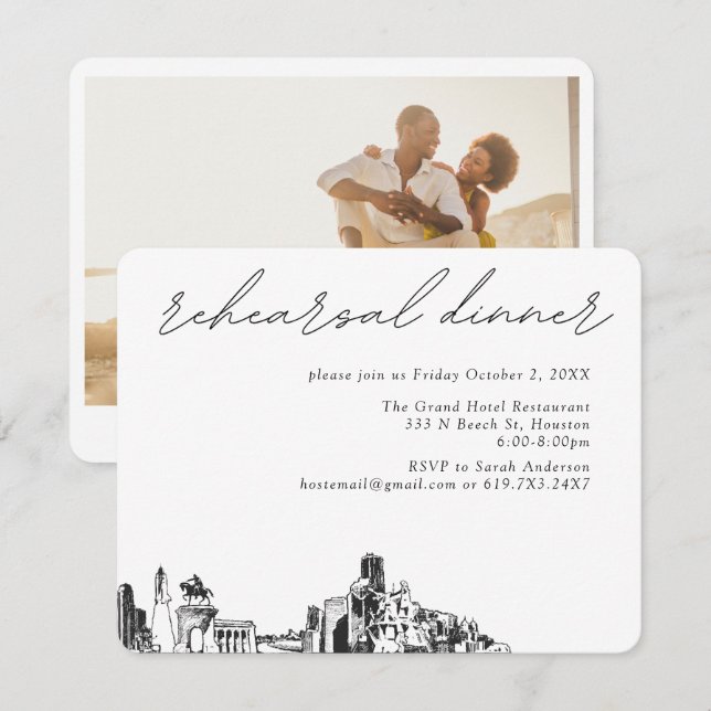 Houston Wedding Elegant Rehearsal Dinner Enclosure Card (Front/Back)