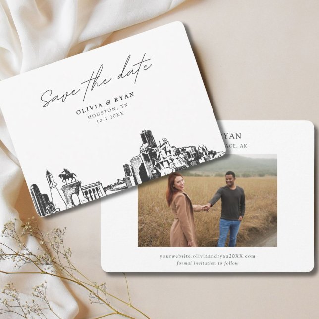 Houston Wedding Modern Save the Date Invitation (Houston Wedding Modern Save the Date Invitation)