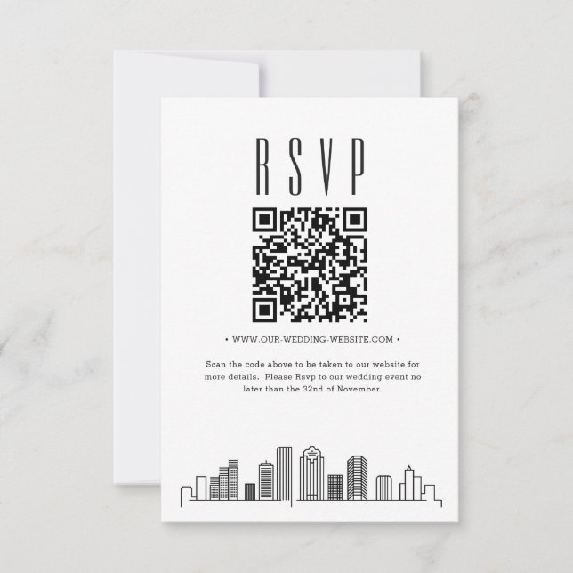Houston Wedding QR code RSVP Card (Front)