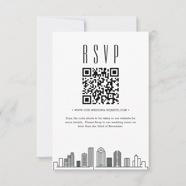 Houston Wedding QR code RSVP Invitation (Front)