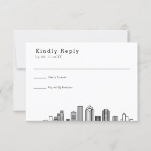 Houston Wedding   Stylised Skyline RSVP Card