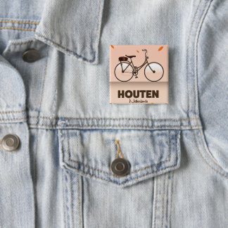 Houten Netherlands travel poster. 15 Cm Square Badge
