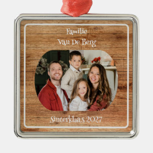 Houten Sinterklaas-Familie Ornament m/ Foto & Naam