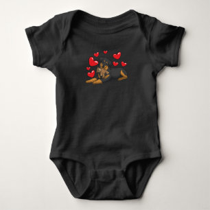 Hovawart Dog With Stuffed Animal And Hearts Baby Bodysuit