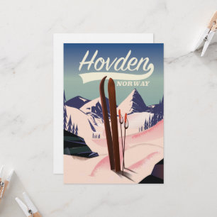 Hovden Norway Ski travel poster. Invitation