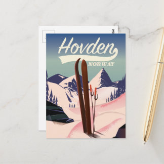 Hovden Norway Ski travel poster. Postcard