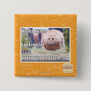 Hover kitteh 15 cm square badge