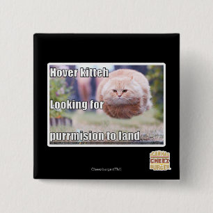 Hover kitteh 15 cm square badge