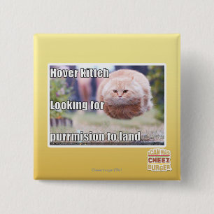 Hover kitteh 15 cm square badge