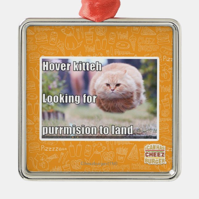 Hover kitteh metal tree decoration (Front)