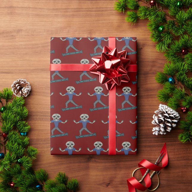Hoverboard Skeleton Wrapping Paper (Holiday Gift)