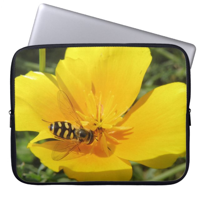 Hoverfly and Flower Laptop Bag (Front)
