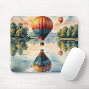 Hovering Hot Air Balloons in Lake Water Reflection Mouse Mat