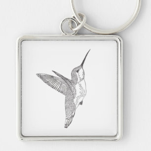 Hovering Hummingbird Sketch Key Ring