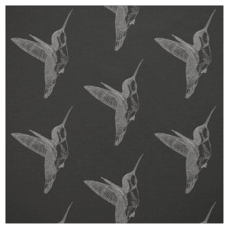Hovering Hummingbirds Black Print Fabric
