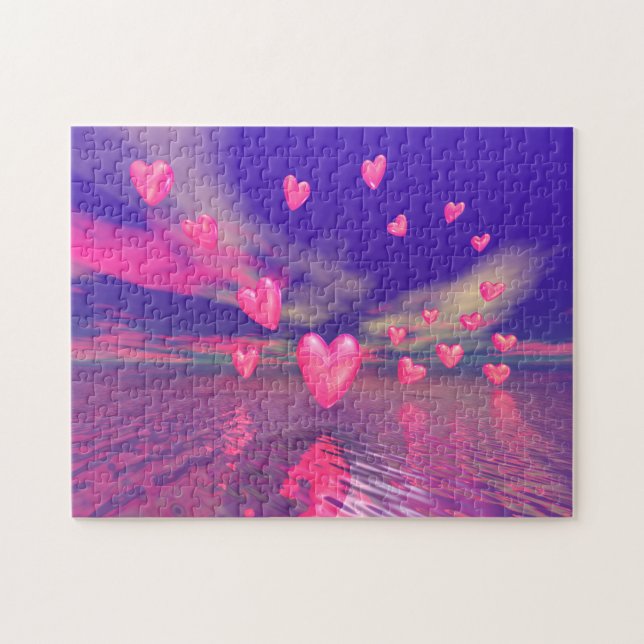 Hovering Valentine Hearts Jigsaw Puzzle (Horizontal)