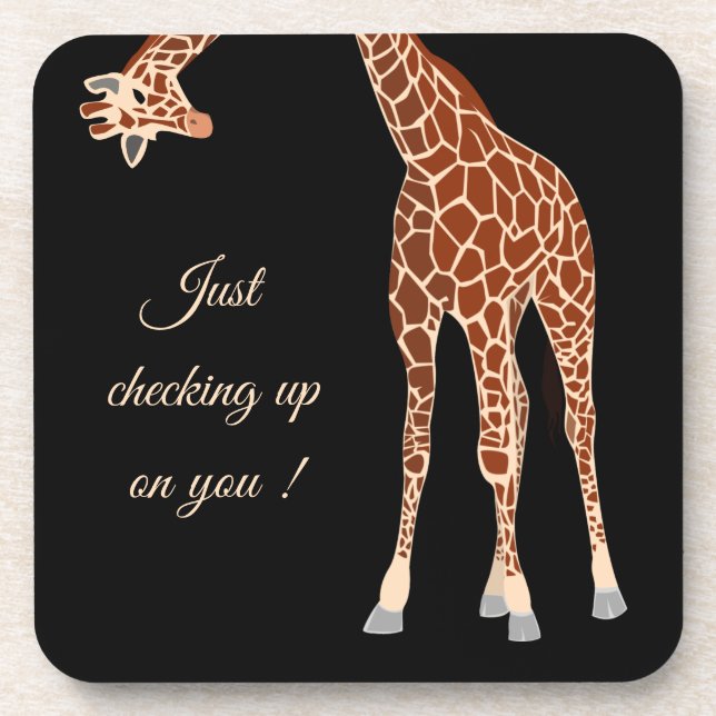 How are you black giraffe hanging funny text  coaster (Front)