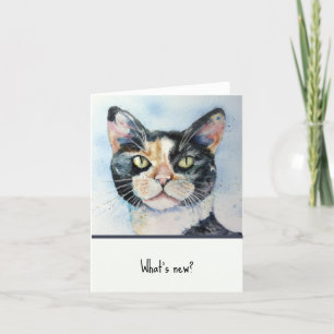 How Are You Cat Watercolor Personalised Note Card