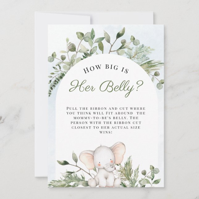 How Big Is Her Belly Boy Blue Baby Shower Games Invitation (Front)