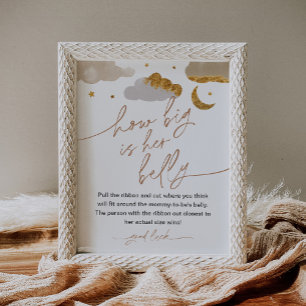 How Big Is Her Belly Game Twinkle Star Baby Shower Poster