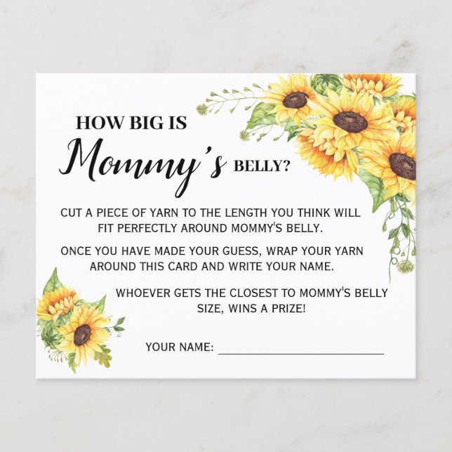 How Big is Mommy Belly Baby Shower Game Card (Front)