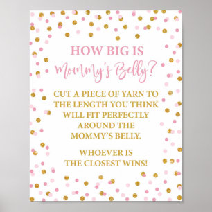 How Big is Mommy's Belly Baby Shower Game Pink Poster