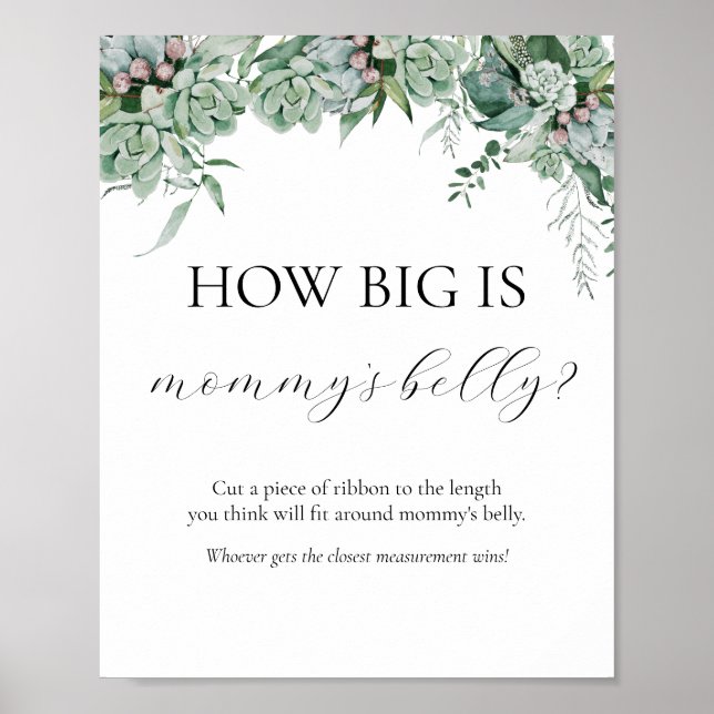 How Big is Mommy's Belly Baby Shower Game Sign (Front)