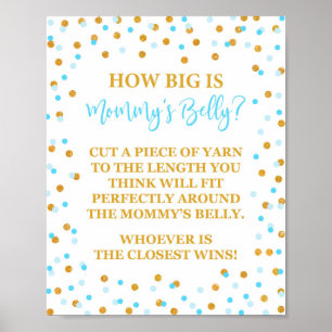 How Big is Mommy's Belly Baby Shower Sign Confetti