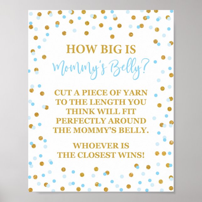 How Big is Mommy's Belly Baby Shower Sign Confetti (Front)