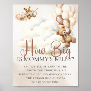 HOW BIG IS MOMMY'S BELLY Bear Baby Shower Game Poster