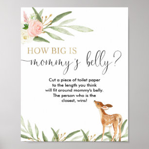How big is mommy's belly deer baby shower game poster