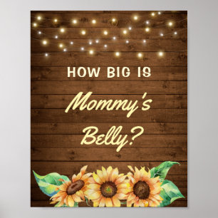 How Big is Mommy's Belly Sunflower Baby Shower Poster