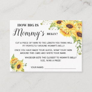 How big is mummy belly game bilingual shower card