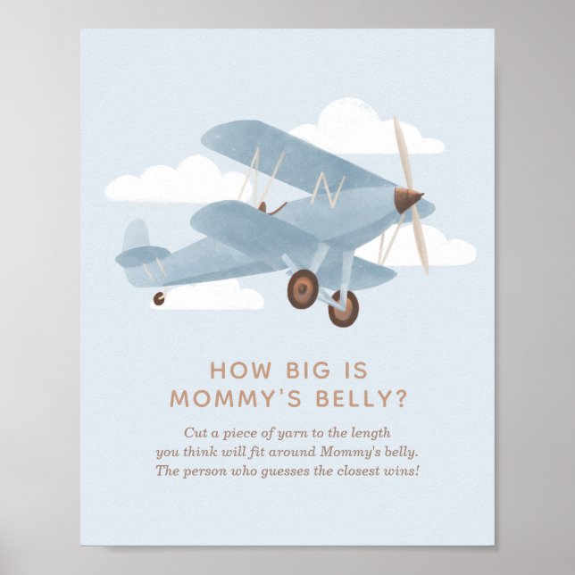 How Big is Mummy's Belly Aeroplane Baby Shower Poster (Front)