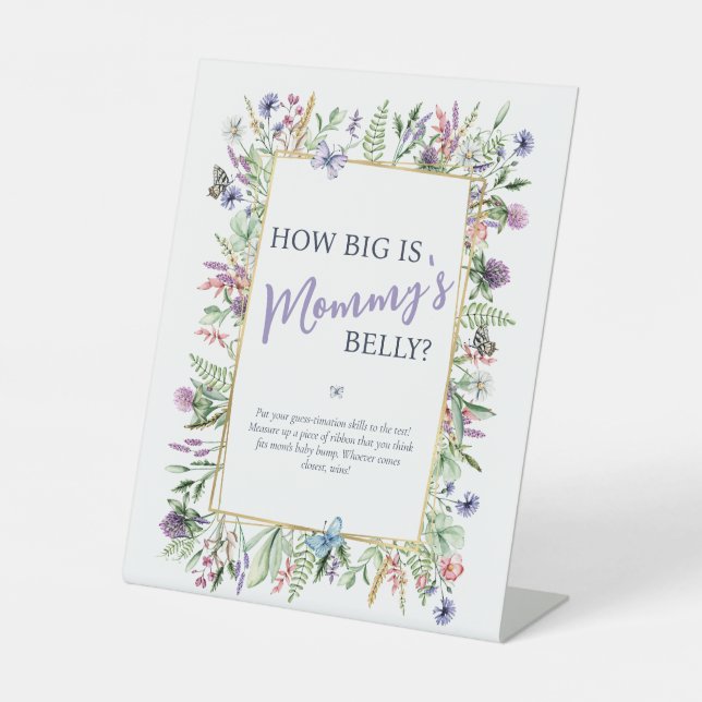 How Big is Mummy's Belly | Baby Shower Game Pedestal Sign (Front)