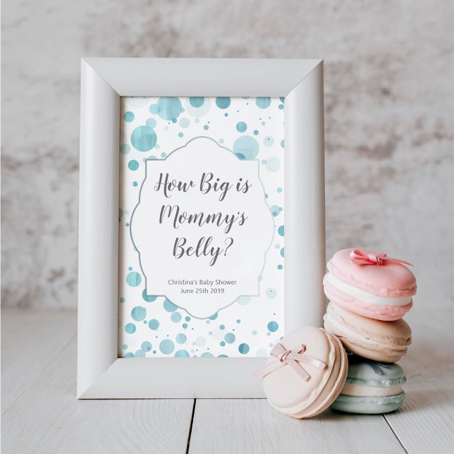 "How Big is Mummy's Belly" Blue Baby Shower Poster (Creator Uploaded)