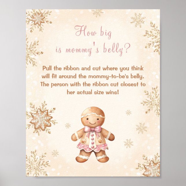How Big Is Mummy's Belly Christmas Baby Shower Poster (Front)