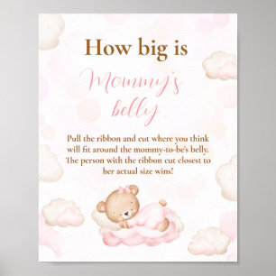 How Big Is Mummy's Belly Pink Baby Shower Game Poster