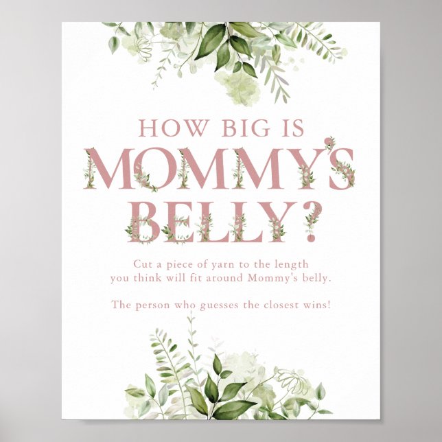 How Big Is Mummy's Belly Pink Baby Shower Poster (Front)